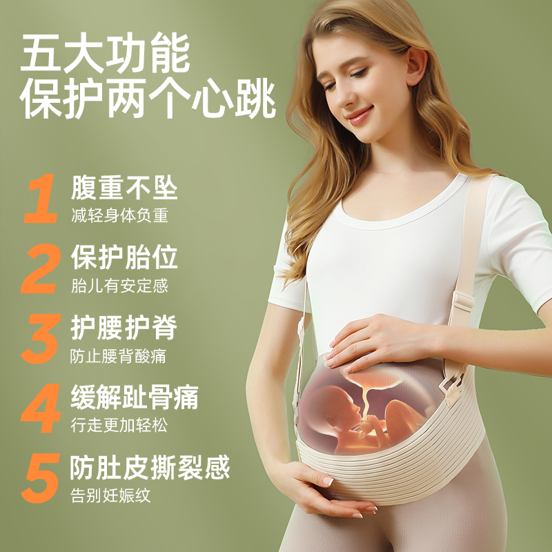 婧麒托腹带孕妇专用托收多功能孕后期腰托安全带防勒肚胎心监护带