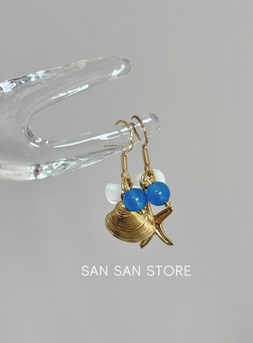 海边度假项链海星贝壳不对称耳钩