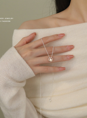 淡水珍珠s925侧身链女设计感项链