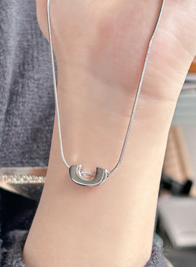 银s925蛇骨链女小众设计项链U形