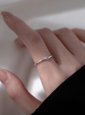 开口可调节银戒指小众简约女素圈