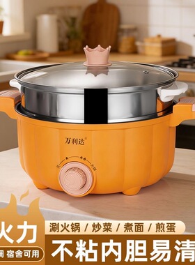 正品电火锅多功能小电锅宿舍学生锅家用迷你电煮锅煎炒涮煮一体锅