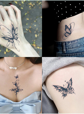 蝴蝶系列 草本纹身贴纸tattoo男女不反光防水持久遮疤锁骨高级感
