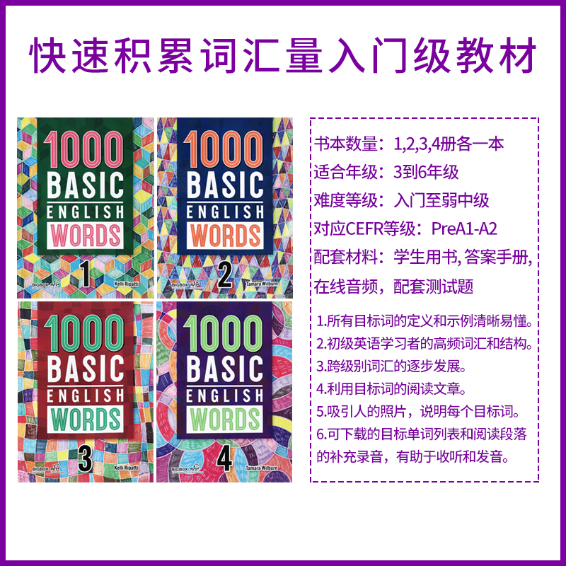 进口原版 新版1000词Basic English Words 1234级剑桥少儿YLE考级常见词系列 小学英语单词大全教辅书 图解单词词典 - 图1