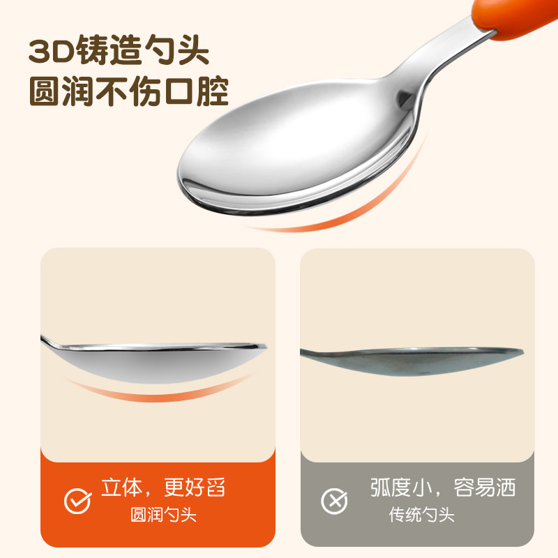 儿童勺子便携餐具可爱胡萝卜创意宝宝叉子短柄学吃饭专用卡通饭勺