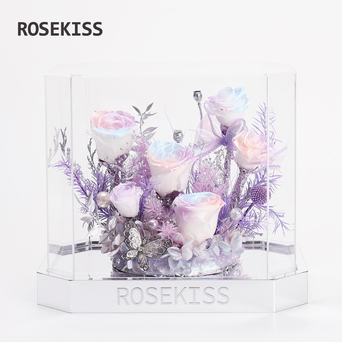 Rosekiss永生花玫瑰高级感礼盒七夕情人节送女生朋友生日礼物摆件