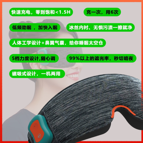 睡眠眼罩眼部按摩仪助眠缓解眼疲劳睡觉午休遮光按摩眼罩睡眠专用 - 图0