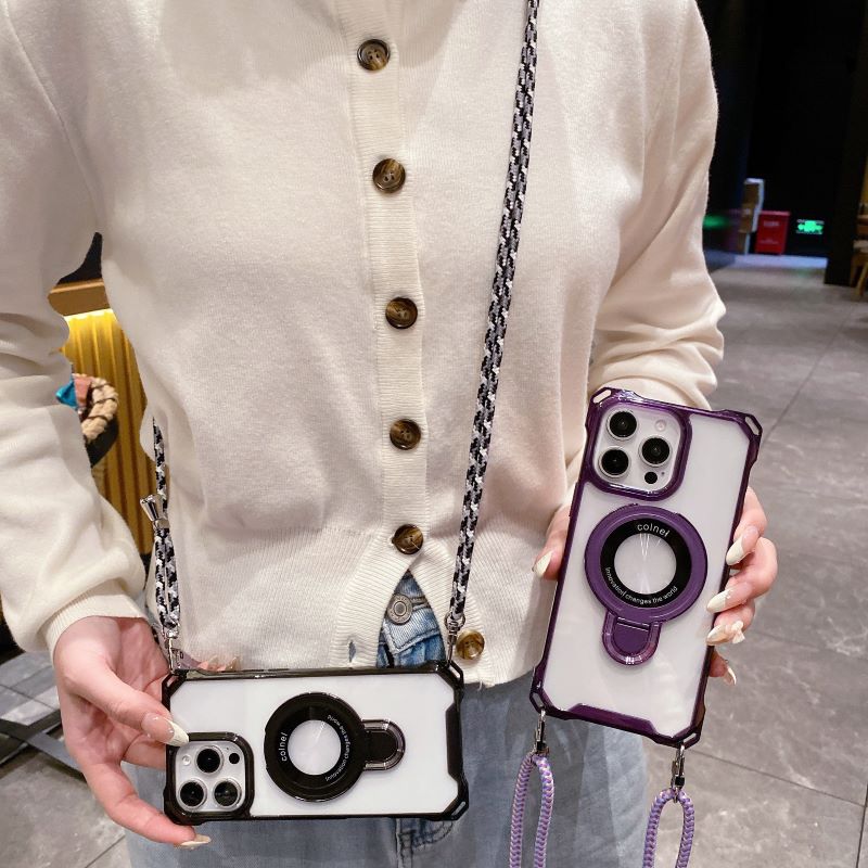 磁吸金属支架适用苹果17promax手机壳11四角开孔iPhone16e专用17Pro保护套12p斜挎挂绳15pro透明14全包13mimi - 图0