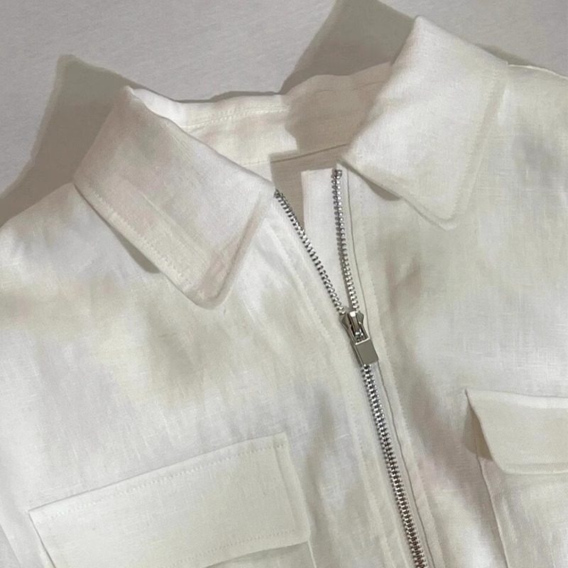 CHAO级推荐！太显贵了！白色极简亚麻外套女早春抽绳拉链夹克上衣,淘宝优惠券,粉丝福利购,淘宝优惠卷