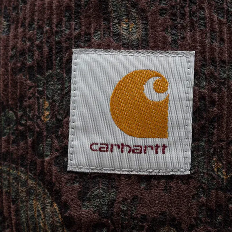 CARHARTT WIP Cord Bucket暗红纯棉灯芯绒提花平顶渔夫帽遮阳帽-图1