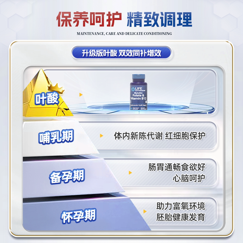 【自营】沿寿活性叶酸5五甲基四氢备孕维生素叶酸片孕前黄金素女