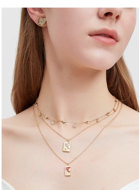 DAINEI金色爱心项链2024新款银饰