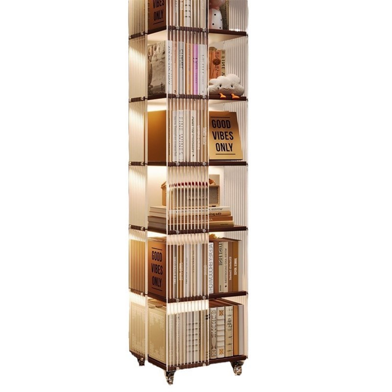 360度旋转书架透明儿童绘本收纳架落地置物架家用简易学生小书柜 - 图2