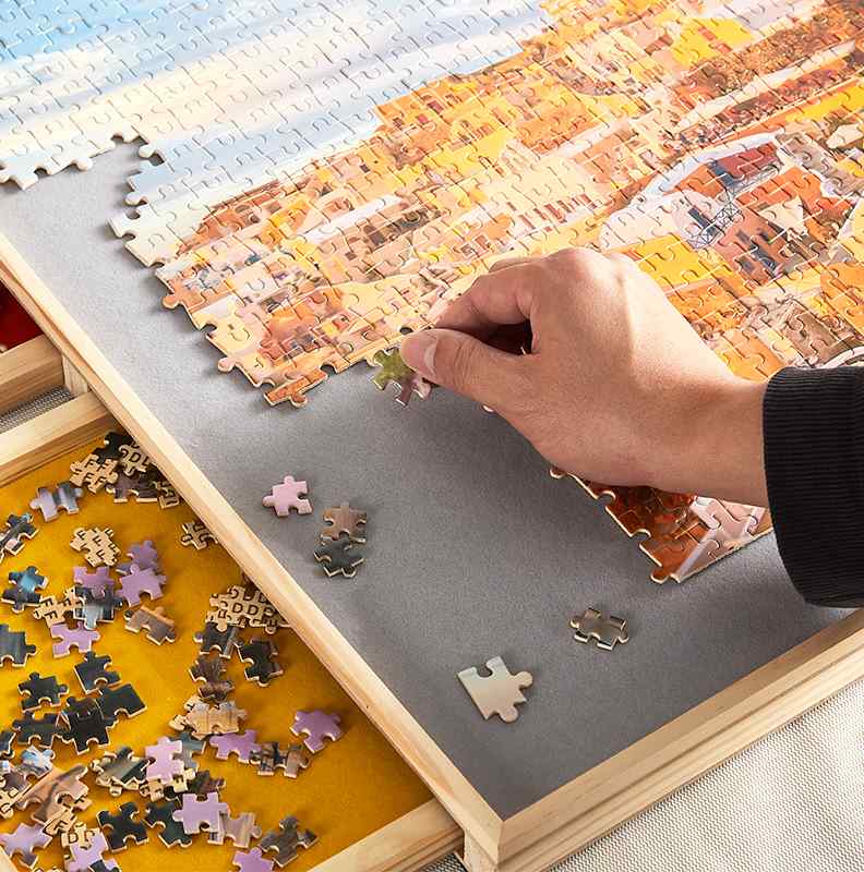 Jomtien木制拼图桌拼图收纳带抽屉拼图桌1000片1500puzzle table - 图1