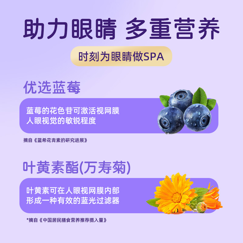 蓝莓叶黄素酯软糖片儿童成人中老年熬夜疲劳护眼正品官方旗舰店