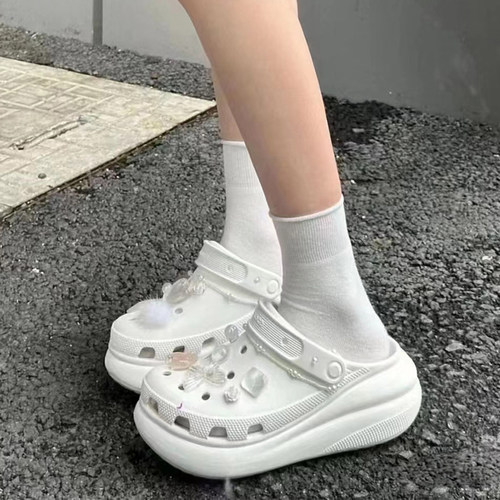 Crocs卡骆驰男女款洞洞鞋泡芙Clog厚底透气速干沙滩凉拖鞋207521 - 图0
