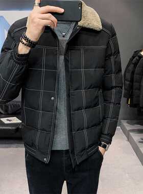Men's autumn winter solid color short cotton jacket 2021 new