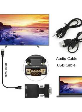 VGA Male to HDMI-compatible Female Converter with Audio Cabl