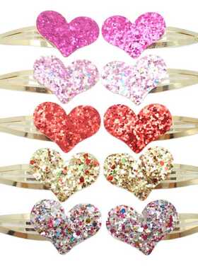10pcs/lot Small Size Girls Hairclips Glitter Heart Birthday