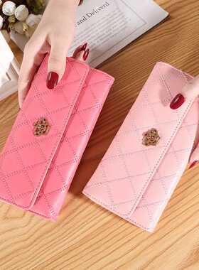 Women Wallet Lady Clutch Leather Plaid Hasp Female Wallets L