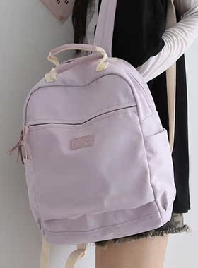 Solid Color Nylon Cool Women Backpack Large Capacity Travel