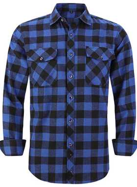 2021 New Men	s Plaid Flannel Shirt Spring Autumn Male
