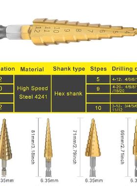 pcs/Set Drill Bit Set HSS Steel Straight Groove Step Drill