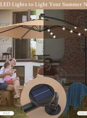 Costway 10' Hanging Solar LED Umbrella Patio Sun Shade Offse