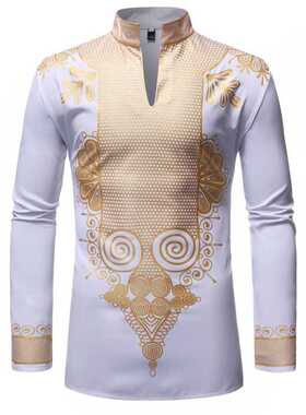 Black African Dashiki Print Shirt Men 2021 Fashion Hip Hop S