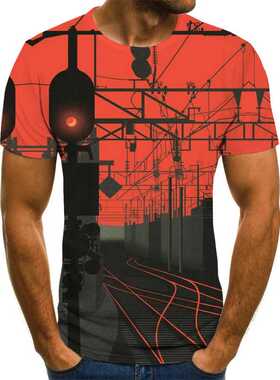 Summer hot sale men's D printing T-shirt fashion O-neck cas