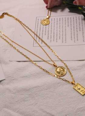 Color free titanium steel gold necklace sweater chain women