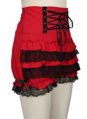 Plus Size 3XL Red Black Shorts Women Gothic Steampunk Lolita