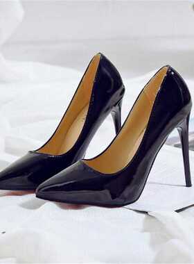 2022 Plus Size 34-44 HOT Women Shoes Pointed Toe Pumps Paten