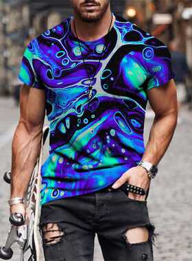 2021 new three-dimensional graphic T-shirt men's fashion cas