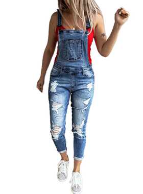 New Women's Denim Overalls Casual Slim Fit Ankle Length Skin