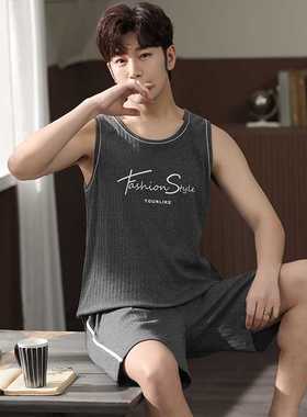 2022 New Style Men's Pajamas Set Summer Thin Cotton Male Paj