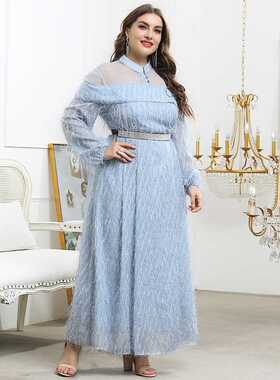 Plus Size Women Maxi Dresses 2023 Autumn Winter Luxury Chic