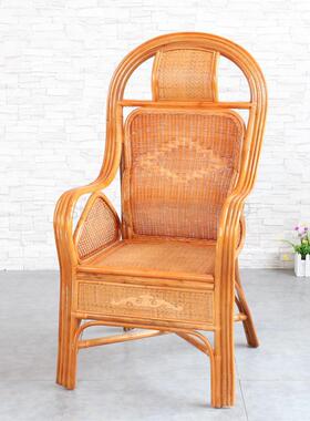 Real rattan chair back chair single bamboo rattan woven