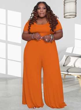 Xl-5xl Large size summer women's casual jumpsuit大码女连体裤