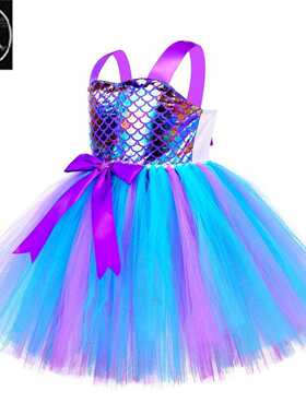 Girls Mermaid Dress Kids Birthday Party Dresses Little Merma