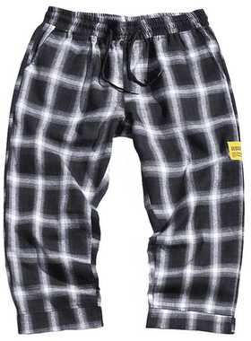 Men's Joggers Plaid Pants Man Black Cotton Comfortable Pan