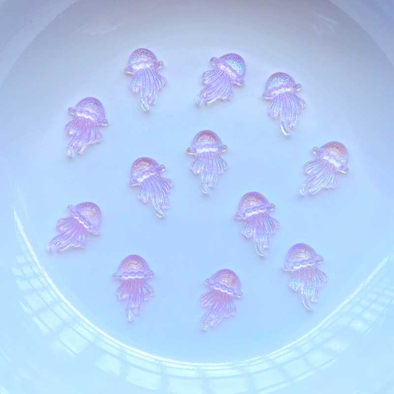 100Pcs New Cute Mini Shiny Jellyfish Series Resin Flatback C - 图2