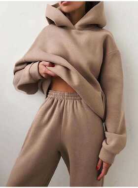 Women's Tracksuit Autumn Plus Fleece Sweatshirts Two Piece S