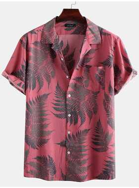 Casual shirt men's floral cardigan short-sleeved lapel beach