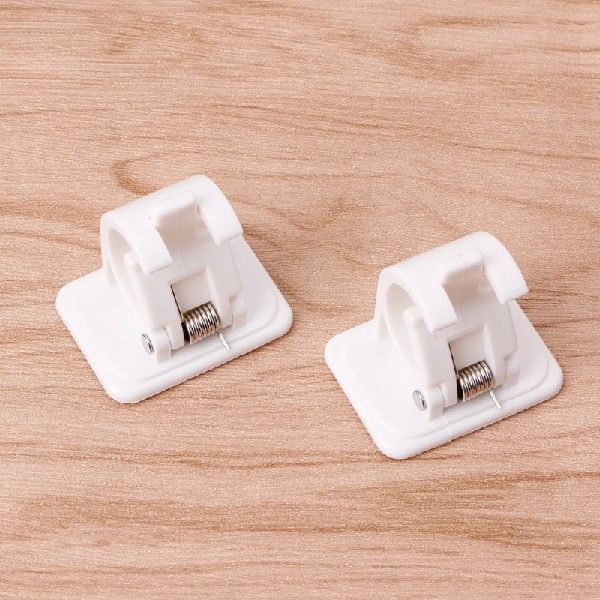 2Pcs Self Adhesive Curtain Rods White Hanger Crossbar - 图1