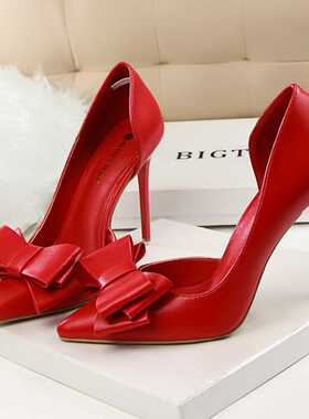 Korean Fashion Women&#s Shoes Wedding Bow High Heels St