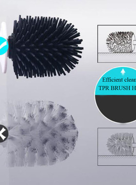Bathroom Black Toilet Brush Soft TPR Silicone Brush Head No