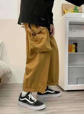 HOUZHOU Men's Cargo Trousers Male Harajuku Black Cargo Pants