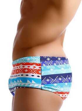 2020 New Swimsuit Geometric Color Padded Men's Swim Briefs S
