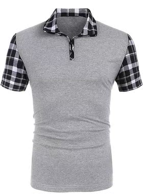 Summer New Men's Casual Stritching Short Sleeve Polo Shirt B